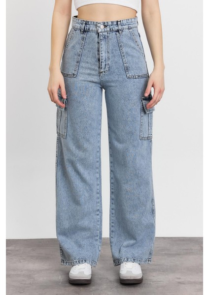 13107 Kargo Cep Dikişli Pantolon Buz modelleri