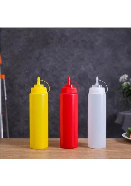 Home 2 Adet Sos Şişesi 700 ml Plastik Yağlık Sirkelik Ketçap Mayonez Sızdırmaz Sosluk Yağdanlık,bpa Içermez (Kırmızı)