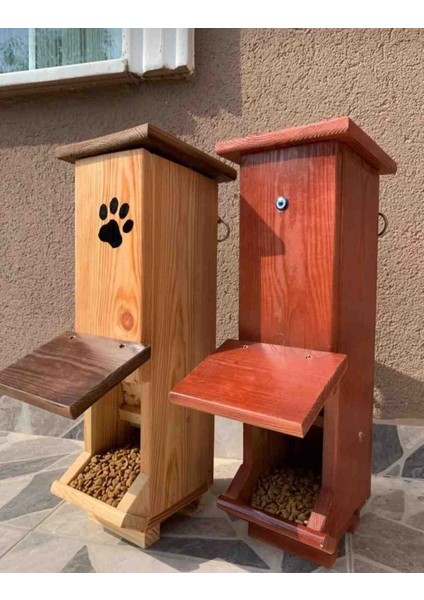 Ahşap Kedi, Köpek Mama Kabı