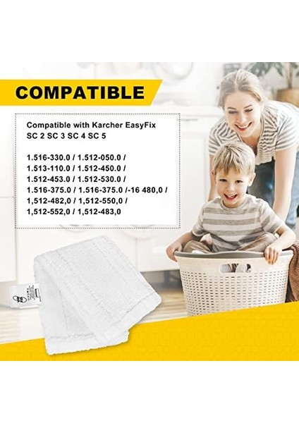 10 Mikrofiber Bez Seti, Buharlı Temizleyici Aksesuarı, Easyfix Sc 2, Sc 3, Sc 4, Sc 5, Yıkanabilir Bezler (5 Zemin Başlığı + 5 El Başlığı)