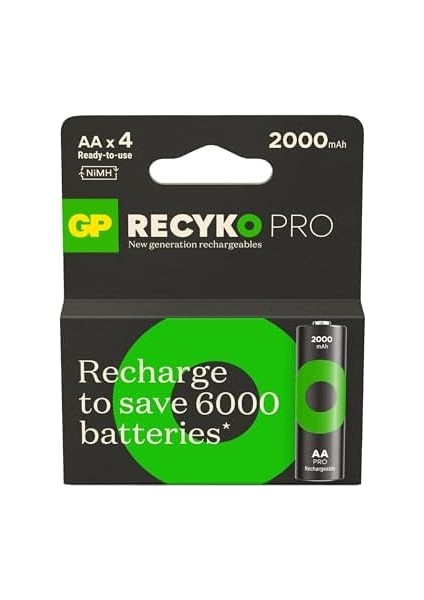 Batteries Recyko Pro Aa Kalem Ni-Mh Şarjlı Pil, 1.2 Volt, 4'lü Kart