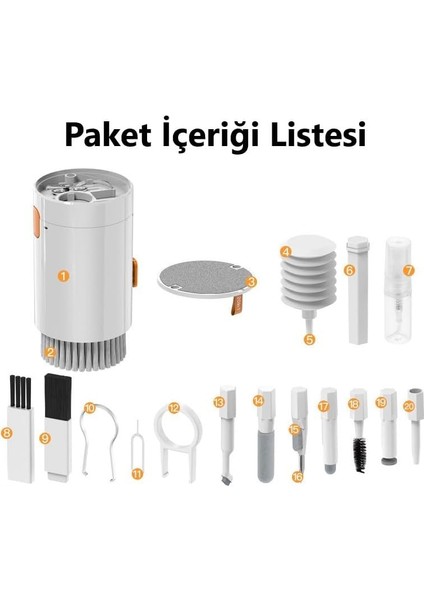 20'si 1 Arada Temizleme Seti, Klavye Temizleme Fırçası, Airpods Için Kulaklık Temizleme Seti, Dizüstü Bilgisayar MacBook Için, Klavye, Kamera ve Cep Telefonlarınız Için Temizleme Kiti