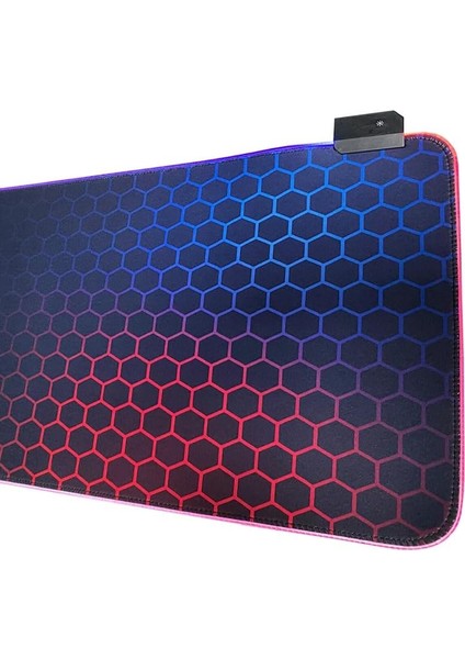 80X30CM Büyük Boy Xxl Resimli Desenli Mousepad Rgb LED Işıklı Gaming Gamer Oyuncu Mouse Pad (Petek)