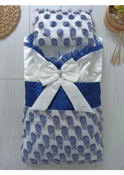 Yenidoğan Izmir Incisi Tül Işlemeli Pamuklu Fiyonklu Kundaklı Lüks 3lü Alt Açma Seti