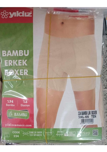 Erkek Bambu Likralı Boxer 320 - 3 Adet