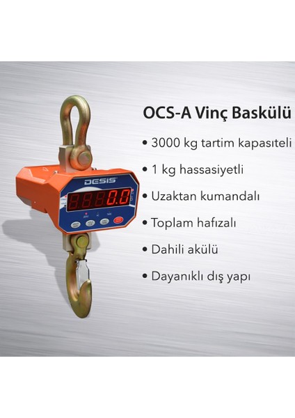 Desis Ocs-A Dijital Vinç Baskülü 3 Ton