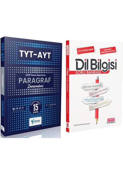 Toprak Yayıncılık Tyt Ayt Paragraf Deneme ve Akm Dil Bilgisi Soru Bankası Seti 2 Kitap
