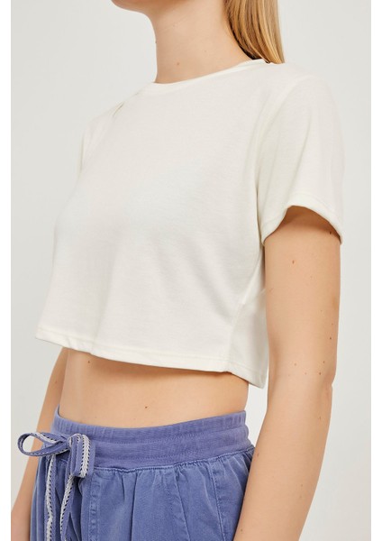 Bisiklet Yaka Crop Soft T-Shirt modelleri