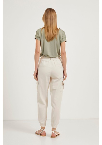 Palaska Kemerli Cep Detaylı Paça Lastikli Pantolon modelleri