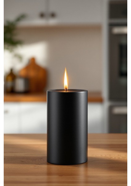 Scented Candleel Işçiliği Hand Made Kütük Silindir Mum Siyah Renk 5 cm Genişlik 25 cm Uzunluk Lavanta Kokulu fırsatları
