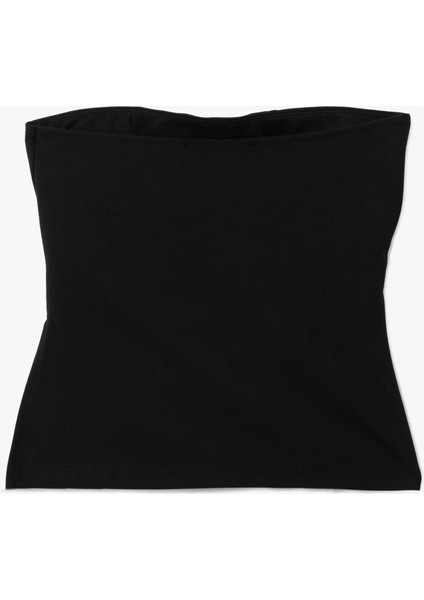 Krep Scuba Kumaş Drape Detaylı Asimetrik Straplez Üst fırsatları