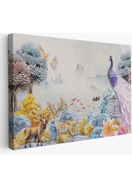 Ormandaki Hayvanlar Dekoratif Kanvas Duvar TABLOSU-3714