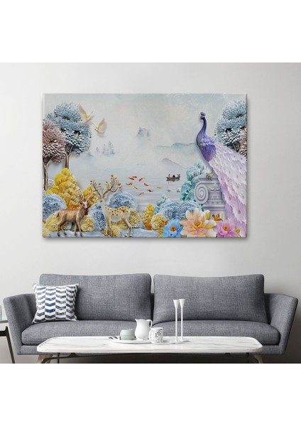 Ormandaki Hayvanlar Dekoratif Kanvas Duvar TABLOSU-3714 fiyatları