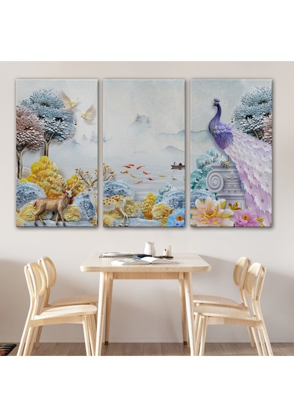 Ormandaki Hayvanlar Dekoratif Kanvas Duvar TABLOSU-3714 modelleri