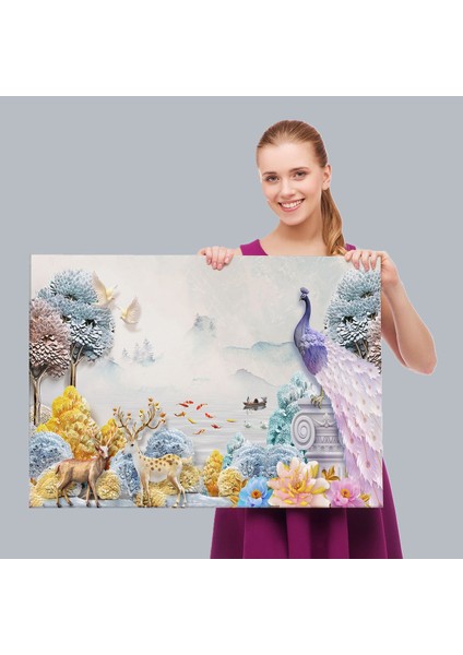 Ormandaki Hayvanlar Dekoratif Kanvas Duvar TABLOSU-3714 fırsatları