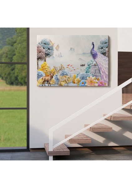 Ormandaki Hayvanlar Dekoratif Kanvas Duvar TABLOSU-3714 indirimleri