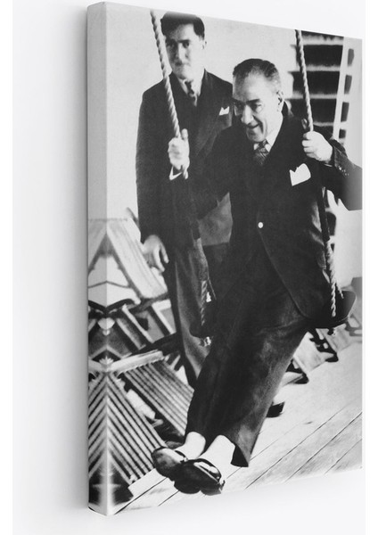 Atatürk Portre Tablosu Mustafa Kemal Atatürk Dikdörtgen Dekoratif Kanvas TABLO-FÜ-146