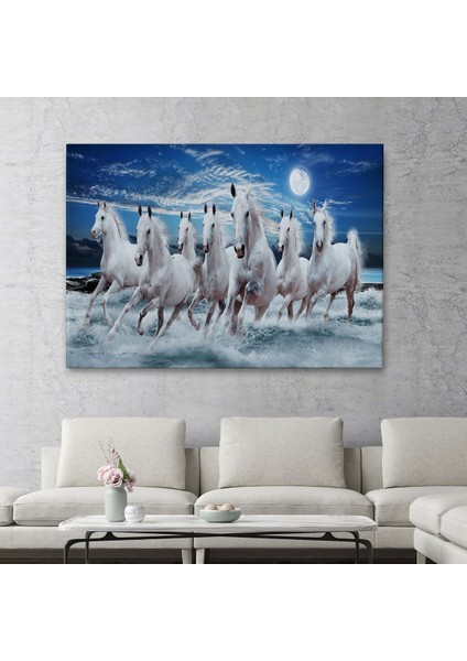 Sahildeki Koşan Beyaz Atlar TABLOSU-6580 fiyatları