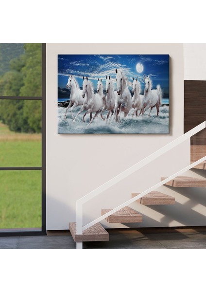 Sahildeki Koşan Beyaz Atlar TABLOSU-6580 indirimleri