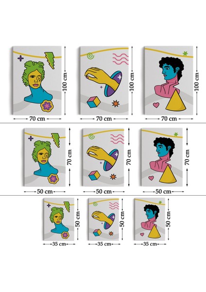 Pop Art Renkli Dekoratif Duvar Tablosu Üçlü SET-ES-117 fırsatları