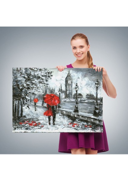 Londra Sokakları Yağlıboya Görünüm Dekoratif Kanvas Duvar TABLOSU-3497 fırsatları