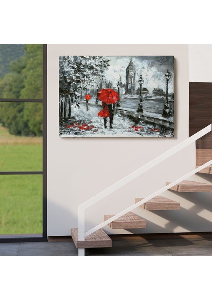 Londra Sokakları Yağlıboya Görünüm Dekoratif Kanvas Duvar TABLOSU-3497 indirimleri
