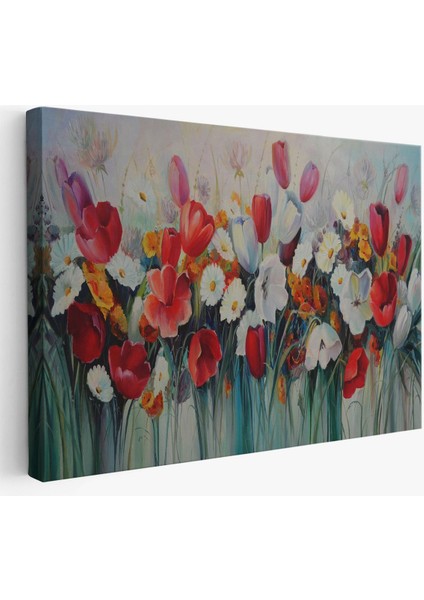 Kır Çiçekleri Yağlıboya Görünüm Dekoratif Kanvas Duvar TABLOSU-3581