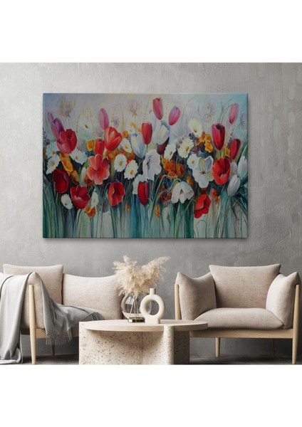 Kır Çiçekleri Yağlıboya Görünüm Dekoratif Kanvas Duvar TABLOSU-3581 fiyatları