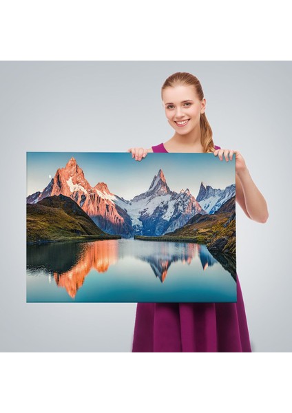 Bachalpsee Gölü ve Isviçre Alpleri Dekoratif Kanvas Duvar TABLOSU-3624 fırsatları