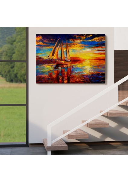 Deniz ve Yelkenli Manzarası Yağlıboya Görünüm Dekoratif Kanvas Duvar TABLOSU-3708 indirimleri