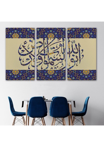 Allah Göklerin ve Yerin Nurudur, (Nur Suresi 35.ayet) Yazılı Dekoratif Kanvas TABLO-3310 modelleri