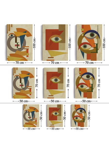 Gizemli Kadınlar Soyut Dekoratif Duvar Tablosu Üçlü Set-Ds-95