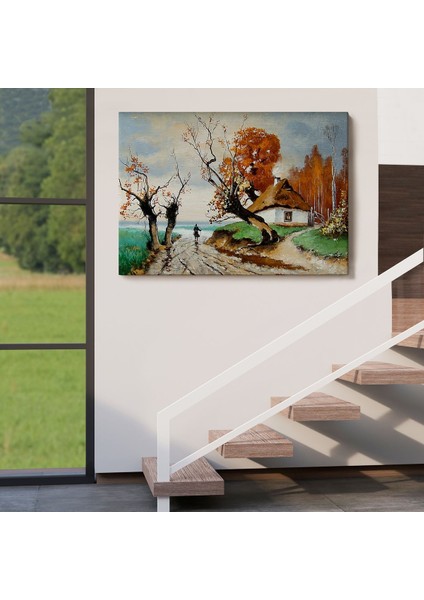 Sonbahar Köy Manzarası Dekoratif Duvar TABLOSU-3473 indirimleri