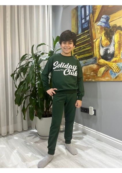 Erkek Çocuk Yeşil Soliday Baskılı Alt-Üst Takım fiyatları