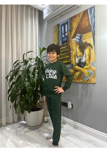 Erkek Çocuk Yeşil Soliday Baskılı Alt-Üst Takım fırsatları