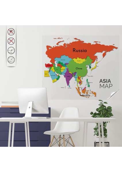 Statik Kağıt Renkli Asya Haritası 150 cm x 180 cm 11