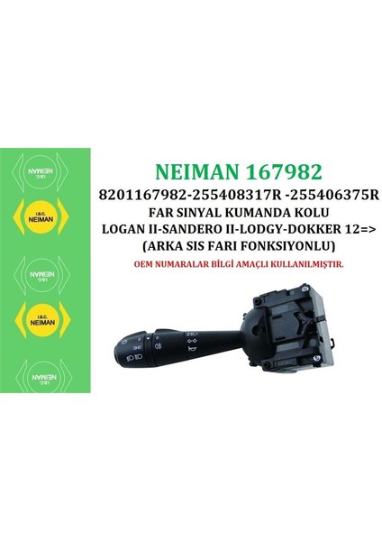 -167982 - Far Sınyal Kumanda Kolu Logan Iı-Sandero Iı-Lodgy- 8201167982-255408317R-255406375R