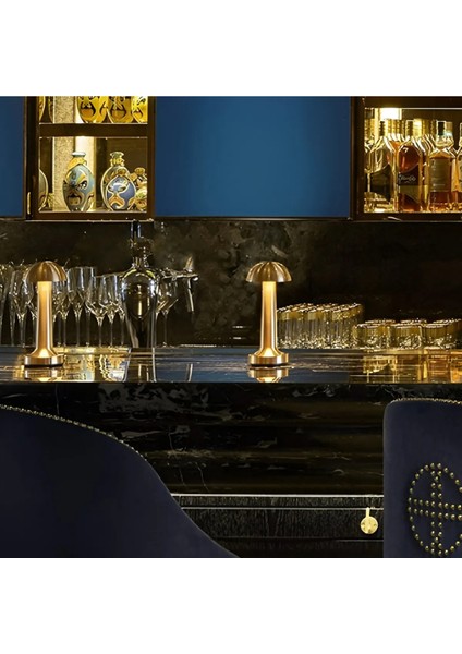 Dokunmatik Mantar Masa Lambası 3 Işık Renkli Şarjlı Masa Lambası Gold