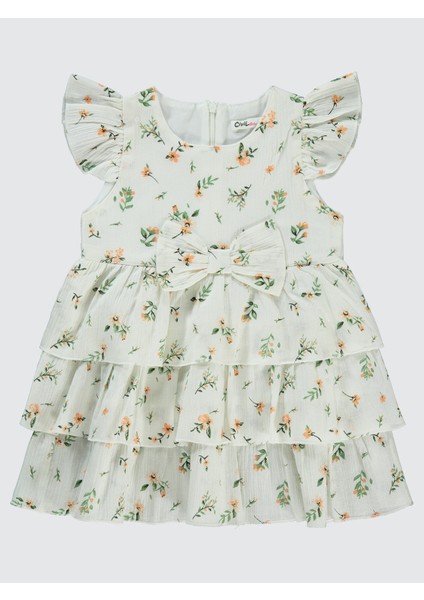 Kız Çocuk Elbise 2-5 Yaş Beyaz-Somon