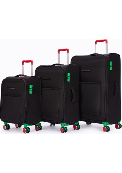 Benetton 2800 3'lü Set Ultra Light Hafif Lüx Kumaş Tekerlekli Valiz