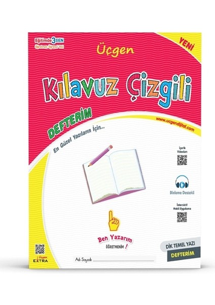 Üçgen - Kılavuz Çizgili Defter 1. Sınıf 48 Sayfa