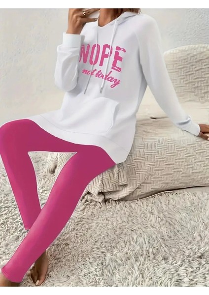 Kadın Uzun Kollu Kapşonlu Bağcıklı Viskon Iki Iplik Sweat