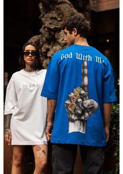 God With Me Oversize Unisex T-Shirt modelleri