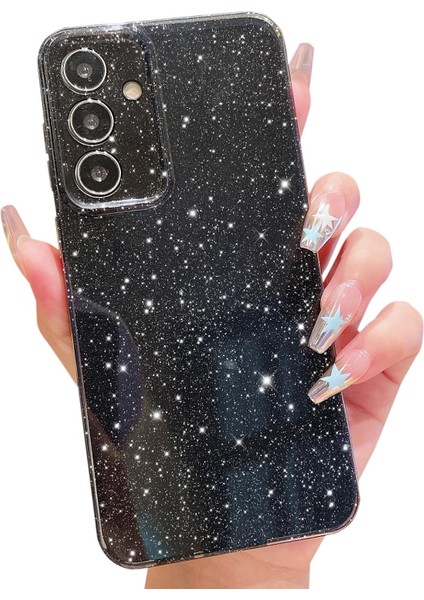 Samsung Galaxy S24 Uyumlu Kılıf Kamera Korumalı Parlak Işıltılı Simli Yıldızlı Renkli Slikon Kapak