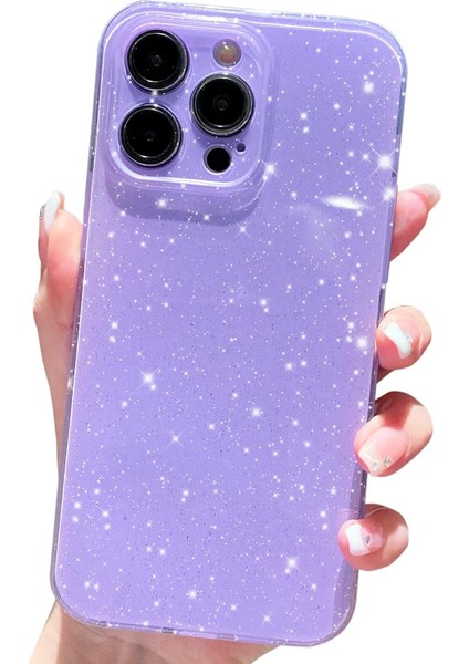 Iphone 14 Pro Uyumlu Kılıf Kamera Korumalı Parlak Işıltılı Simli Yıldızlı Renkli Slikon Kapak
