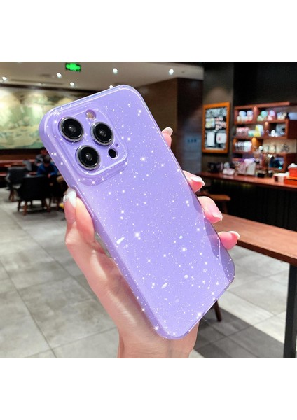 Iphone 14 Pro Uyumlu Kılıf Kamera Korumalı Parlak Işıltılı Simli Yıldızlı Renkli Slikon Kapak