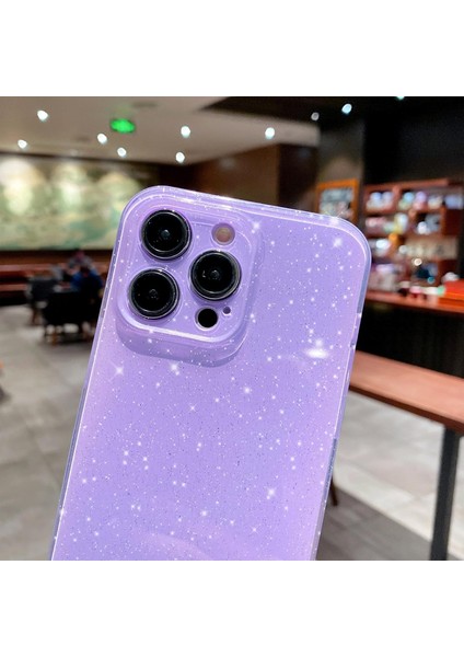 Iphone 14 Pro Uyumlu Kılıf Kamera Korumalı Parlak Işıltılı Simli Yıldızlı Renkli Slikon Kapak
