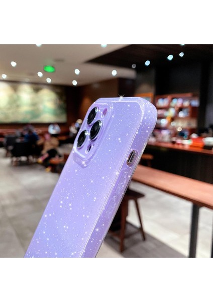 Iphone 14 Pro Uyumlu Kılıf Kamera Korumalı Parlak Işıltılı Simli Yıldızlı Renkli Slikon Kapak
