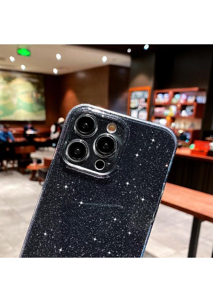 Iphone 12 Pro Max Uyumlu Kılıf Kamera Korumalı Parlak Işıltılı Simli Yıldızlı Renkli Slikon Kapak