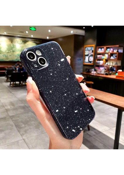 Iphone 14 Plus Uyumlu Kılıf Kamera Korumalı Parlak Işıltılı Simli Yıldızlı Renkli Slikon Kapak